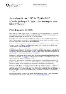 Quelle politique à l'égard des étrangers souhaitez-vous