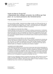 Classement des collèges romands: les chiffres qui font peur und La toute-puissance des fonctionnaires