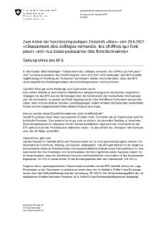 Classement des collèges romands: les chiffres qui font peur und La toute-puissance des fonctionnaires