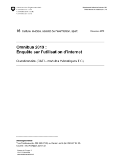 Enquête sur l'utilisation d'internet 2019 - Questionnaire