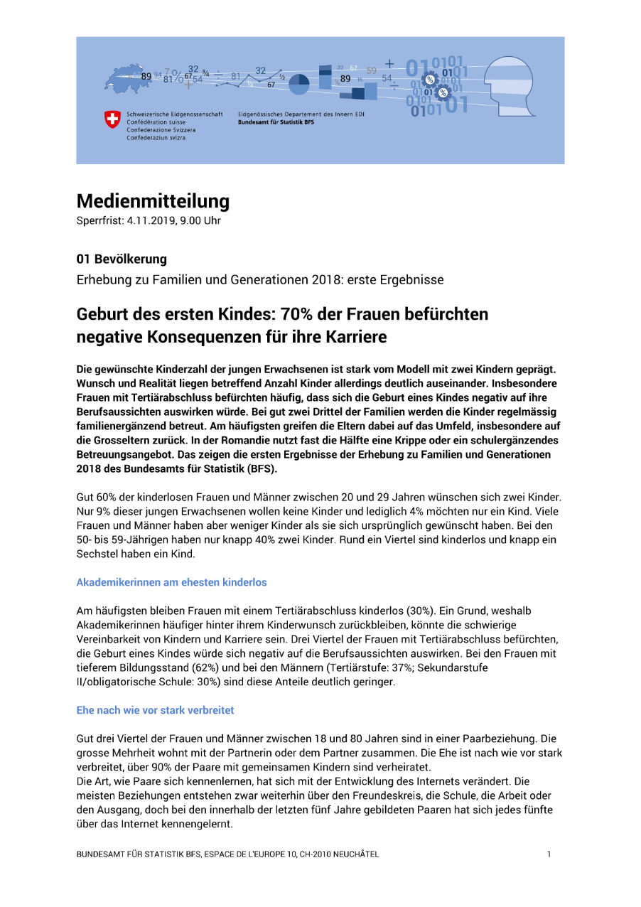 Geburt des ersten Kindes: 70% der Frauen befürchten negative Konsequenzen für ihre Karriere