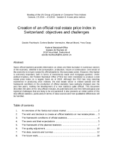 Creation of an official real estate price index in Switzerland: objectives and challenges