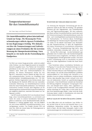 Temperaturmesser für den Immobilienmarkt (in: Swiss Real Estate Journal)