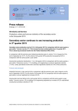 Secondary sector continues to see increasing production in 3rd quarter 2019