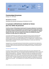 Les groupes multinationaux emploient en Suisse plus d'un million de personnes