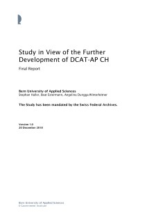 Study in View of the Further Development of DCAT-AP CH