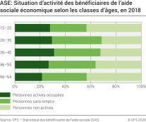 ASE: Situation d'activité des bénéficiaires de l'aide sociale économique selon les classes d'âges