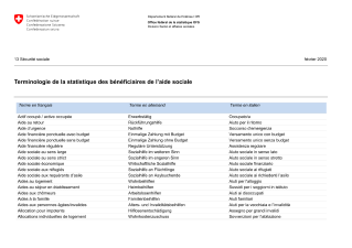Terminologie de la statistique des bénéficiaires de l'aide sociale