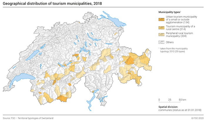 Geographical distribution of tourism municipalities