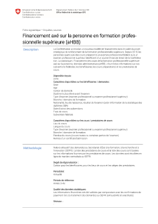 Financement axé sur la personne en formation professionnelle supérieure