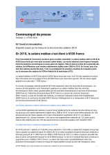En 2018, le salaire médian s'est élevé à 6538 francs