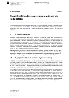Classification des statistiques suisses de l'éducation (CITE 2011)
