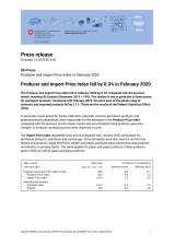 Producer and Import Price Index fell by 0.9% in February 2020