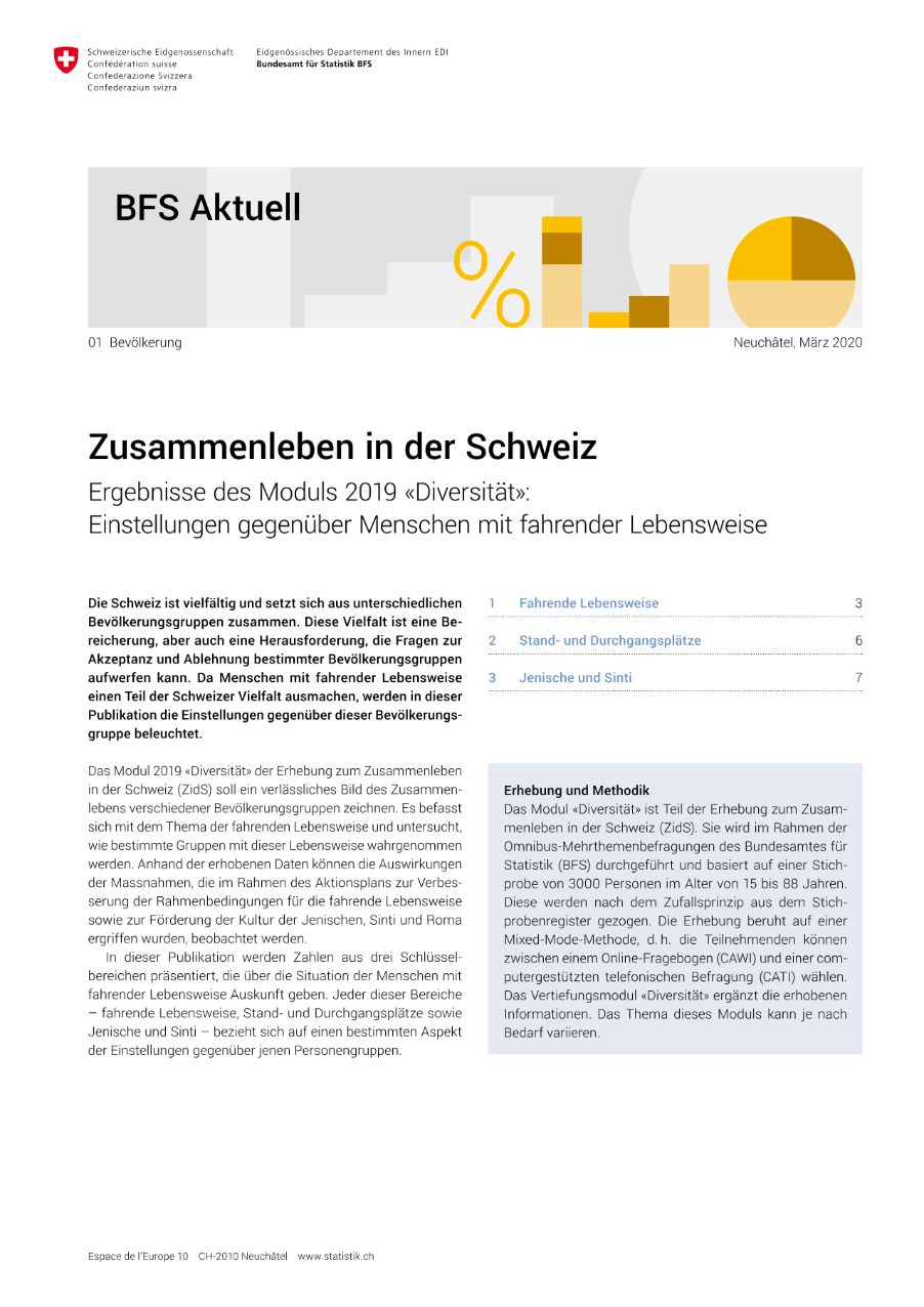 Erhebung zum Zusammenleben in der Schweiz. Ergebnisse des Moduls 2019 «Diversität»