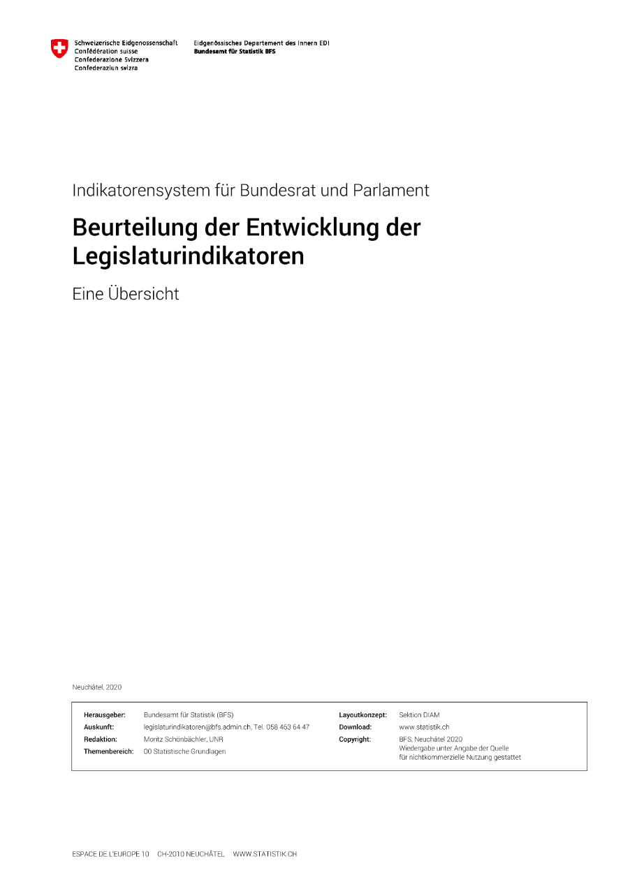 Konzept für die Beurteilung der Entwicklung der Legislaturindikatoren