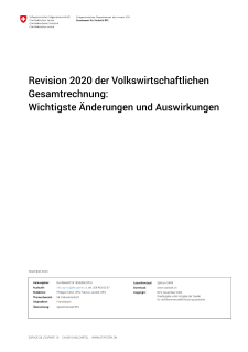 Revision 2020 der Volkswirtschaftlichen Gesamtrechnung