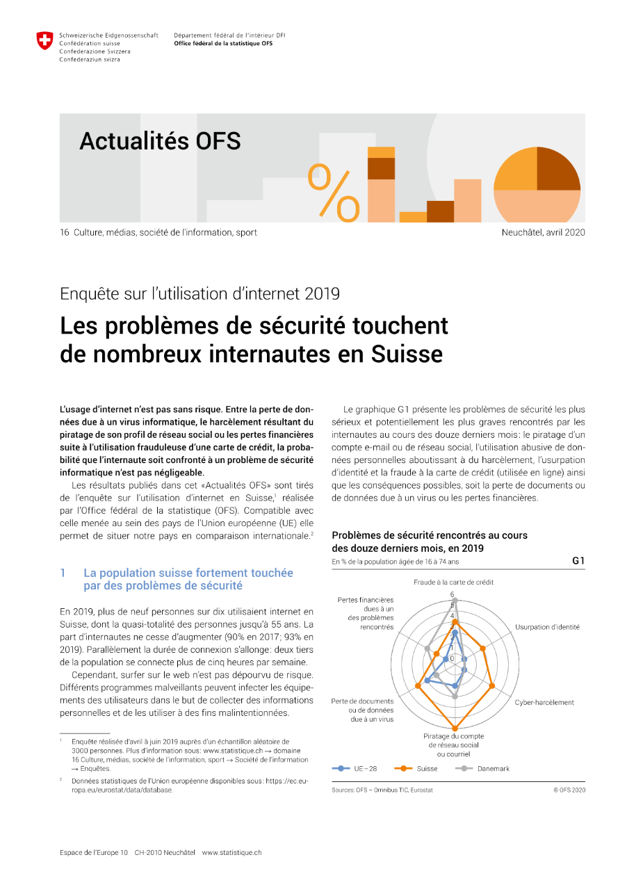 Les problèmes de sécurité touchent de nombreux internautes en Suisse