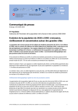 Evolution de la population de 2020 à 2050: croissance, vieillissement et concentration autour des grandes villes