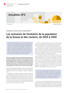 Les scénarios de l'évolution de la population de la Suisse et des cantons, de 2020 à 2050