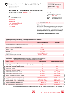 Questionnaire de la statistique de l'hébergement touristique