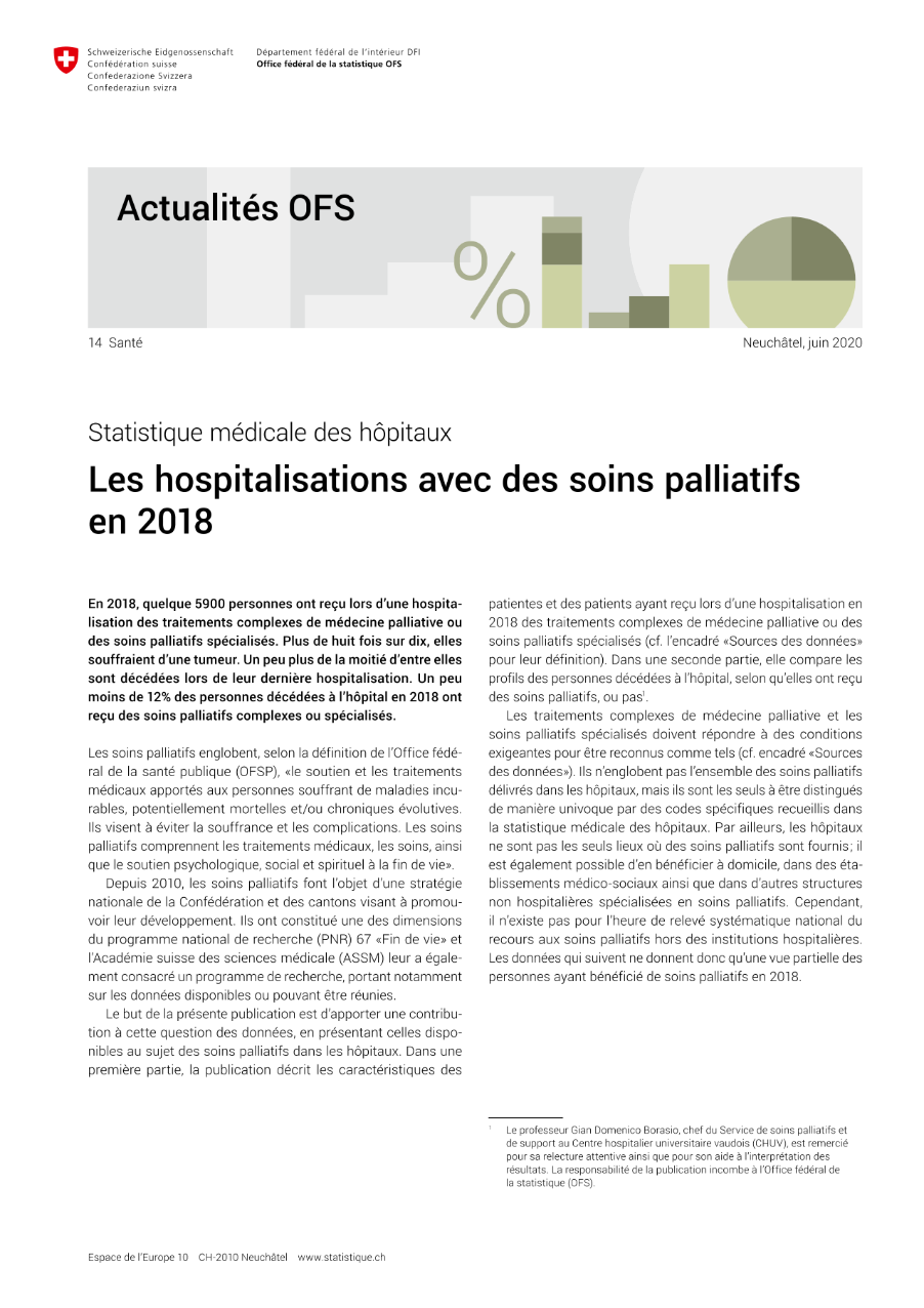 Les hospitalisations avec des soins palliatifs en 2018