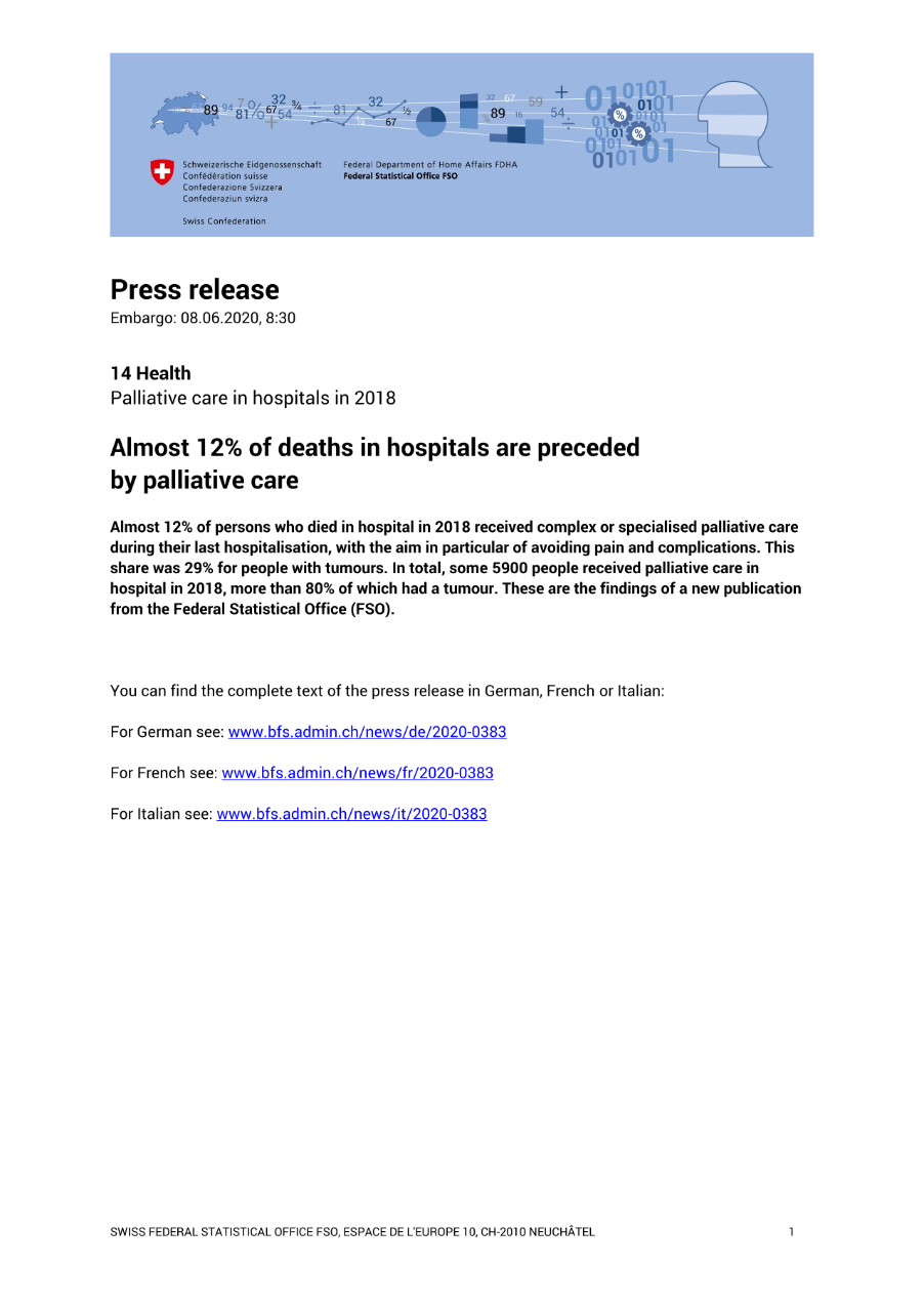 Almost 12% of deaths in hospitals are preceded by palliative care