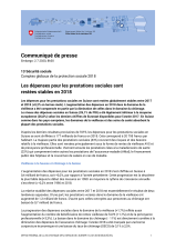 Les dépenses pour les prestations sociales sont restées stables en 2018