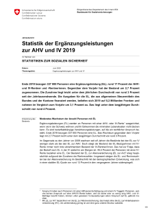 Statistik der Ergänzungsleistungen zur AHV und IV 2019