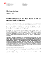 UN-Weltdatenforum in Bern kann nicht im Oktober 2020 stattfinden