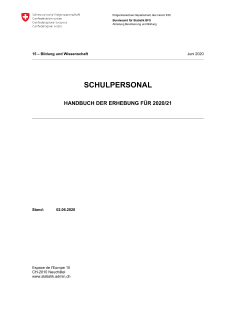 Schulpersonal. Handbuch der Erhebung für 2020/21