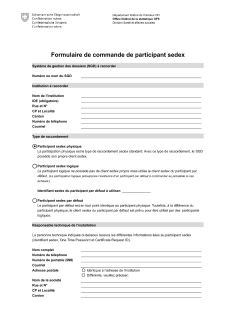 Formulaire de commande de participant sedex