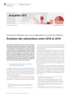 Subventions fédérales pour cours préparatoires aux examens fédéraux