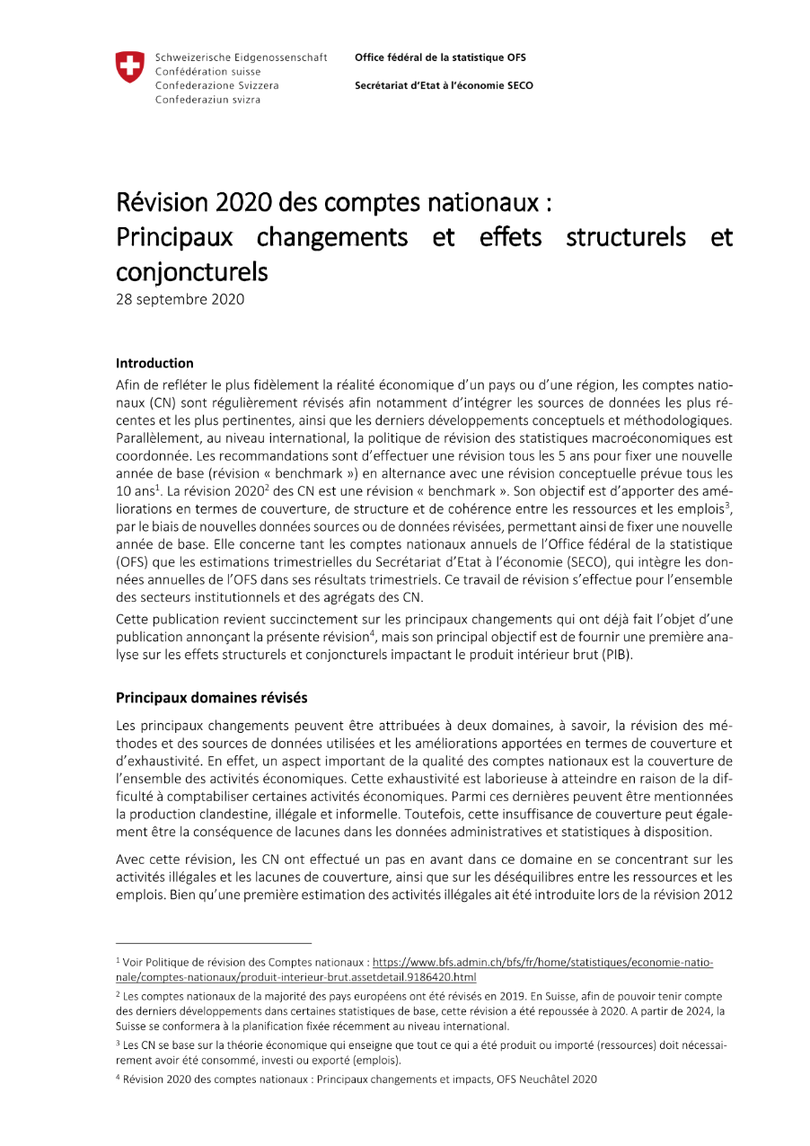 Principaux changements et effets structurels et conjoncturels