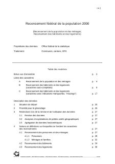 Recensements de la population, des bâtiments et des logements 2000 : métainformations sur les géodonnées