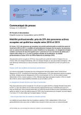 Mobilité professionnelle: près de 20% des personnes actives occupées ont quitté leur emploi entre 2018 et 2019