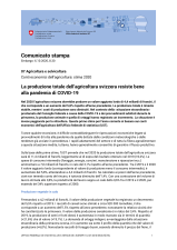 La produzione totale dell'agricoltura svizzera resiste bene alla pandemia di COVID-19