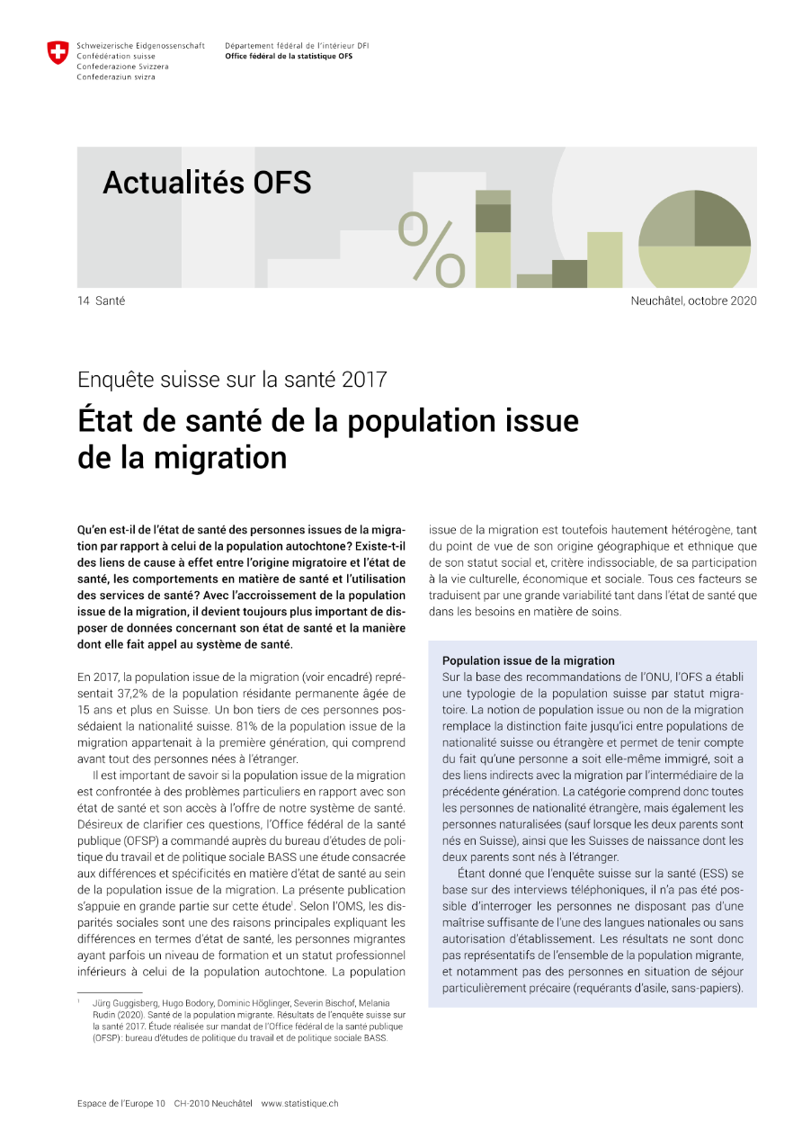 État de santé de la population issue de la migration