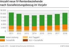 Anzahl neue IV-Rentenbeziehende nach Sozialleistungsbezug im Vorjahr