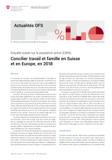Concilier travail et famille en Suisse et en Europe, en 2018