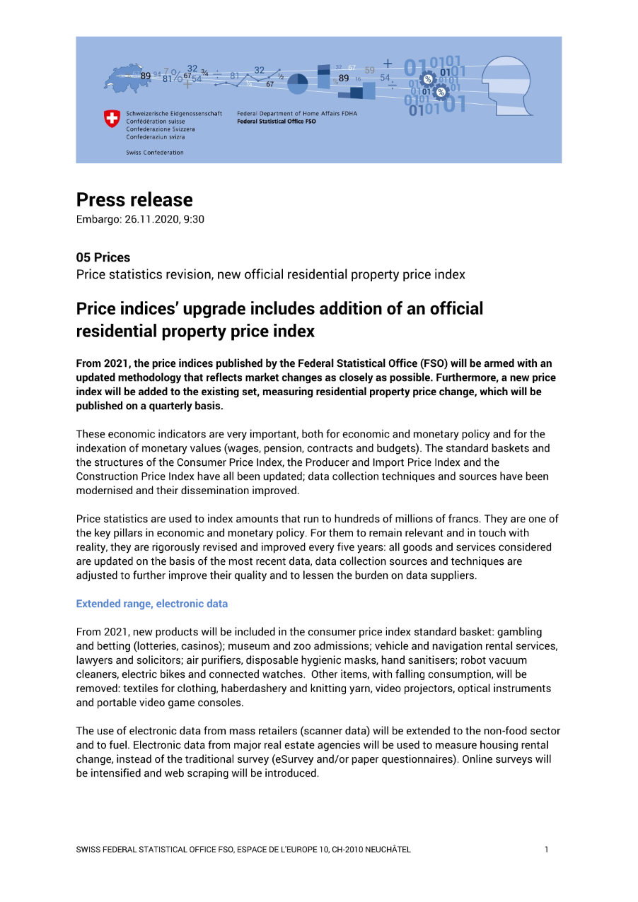 Price indices' upgrade includes addition of an official residential property price index