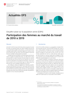 Participation des femmes au marché du travail de 2010 à 2019