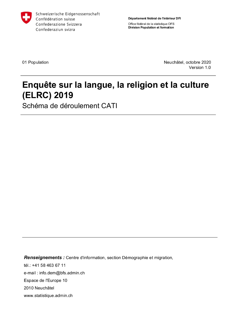 Enquête sur la langue, la religion et la culture 2019 - Schéma de déroulement CATI