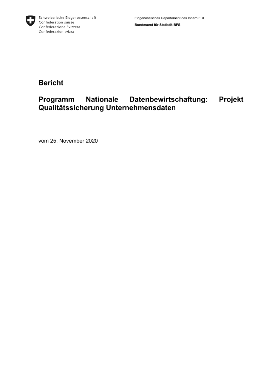 Projekt Qualitätssicherung Unternehmensdaten