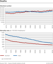 Deaths: Absolute number, mortality rate