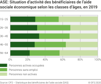 ASE: Situation d'activité des bénéficiaires de l'aide sociale économique selon les classes d'âges
