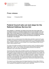 Federal Council sets out next steps for the National Address Service Act