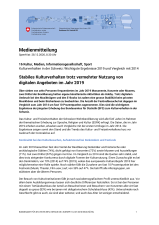 Stabiles Kulturverhalten trotz vermehrter Nutzung von digitalen Angeboten im Jahr 2019