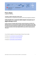 Cultural behaviour remained stable despite increased use of digital offerings in 2019