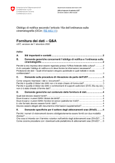 Art.16a Ocin: Fornitura dei dati - Q&A