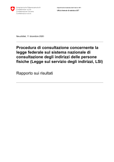 Rapporto sui risultati della procedura di consultazione sulla Legge sul servizio degli indirizzi (LSI)